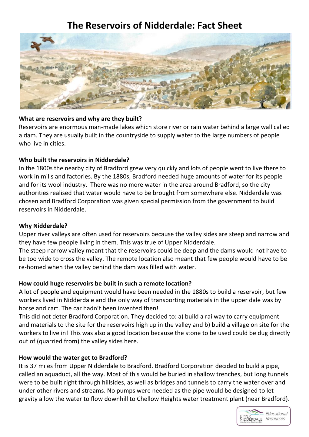 The Reservoirs of Nidderdale: Fact Sheet