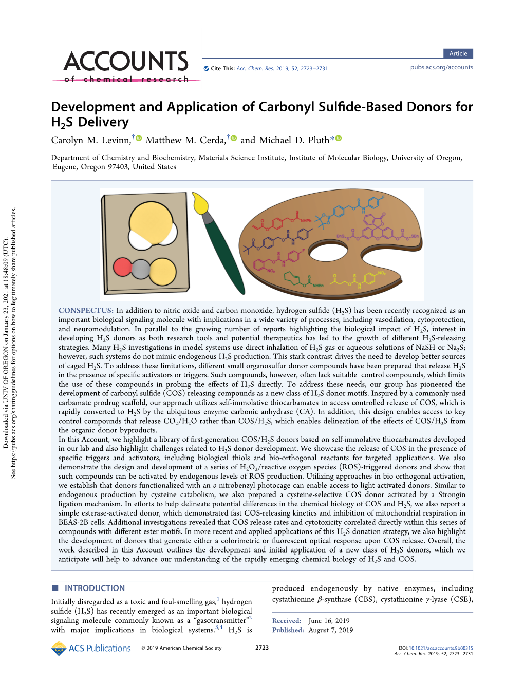 Development and Application of Carbonyl Sulfide-Based Donors For