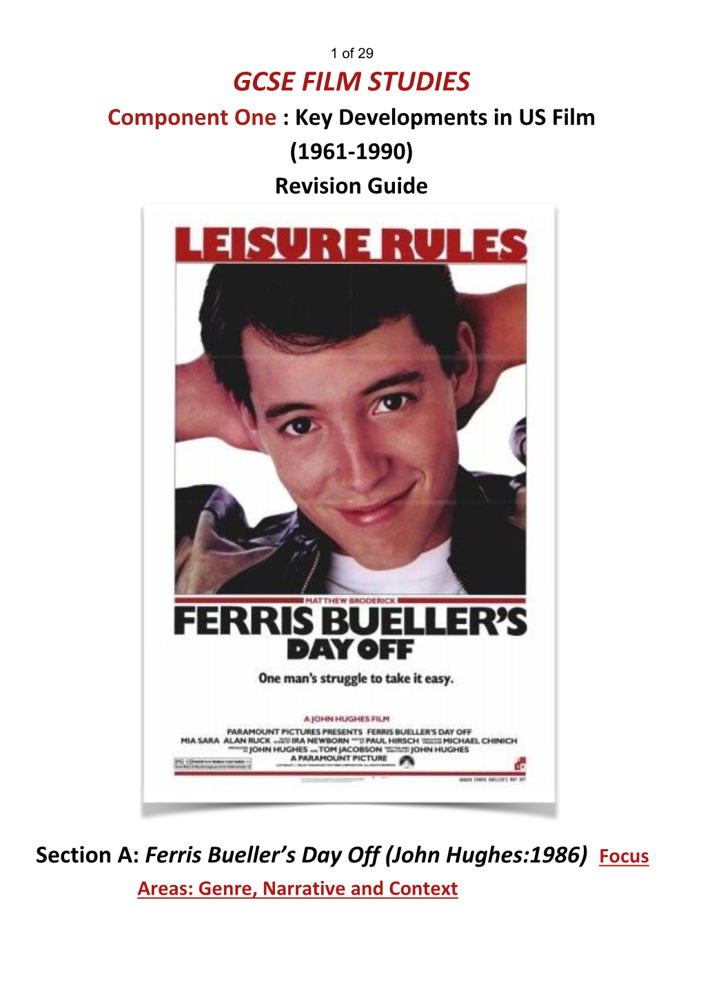 Ferris Bueller Revision Guide