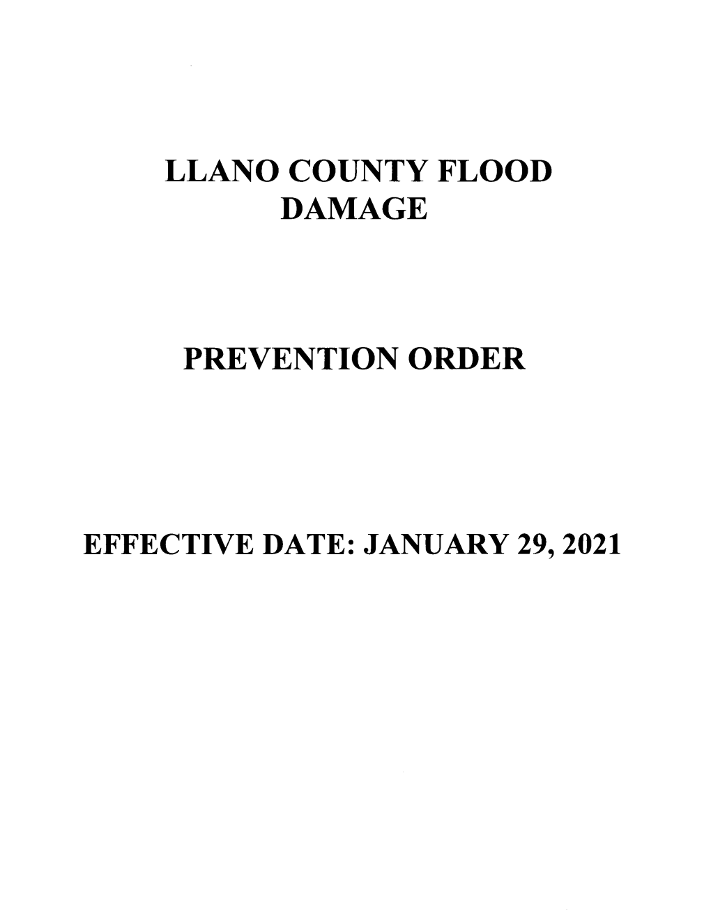 Llano County Flood Damage Prevention Order