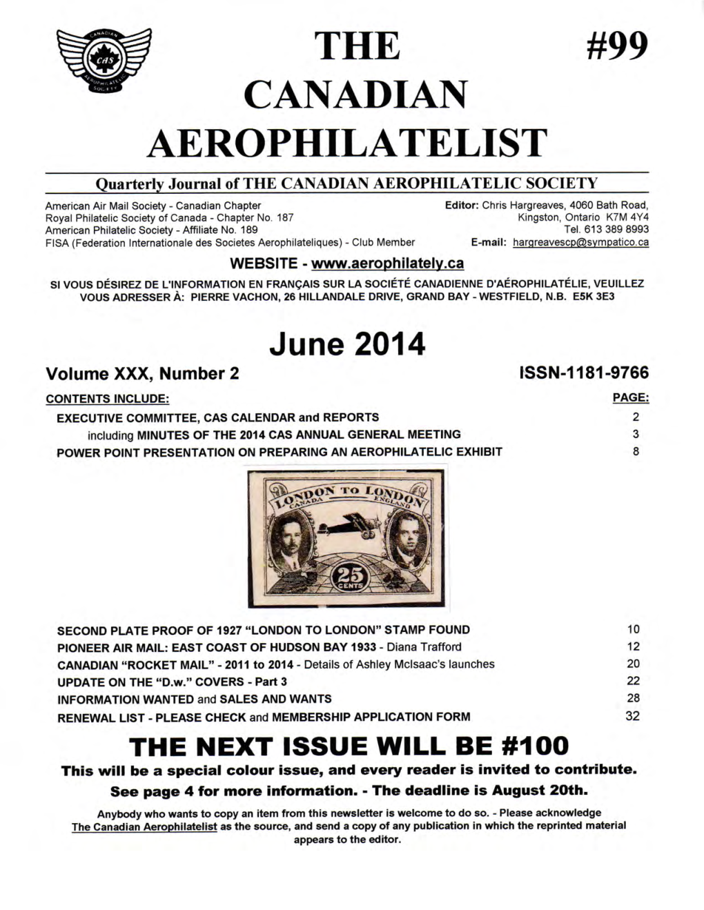 Rocket Mail” from Churchill, and the Labels Produced, Was Published in the December 2012 Canadian Aerophilatelist