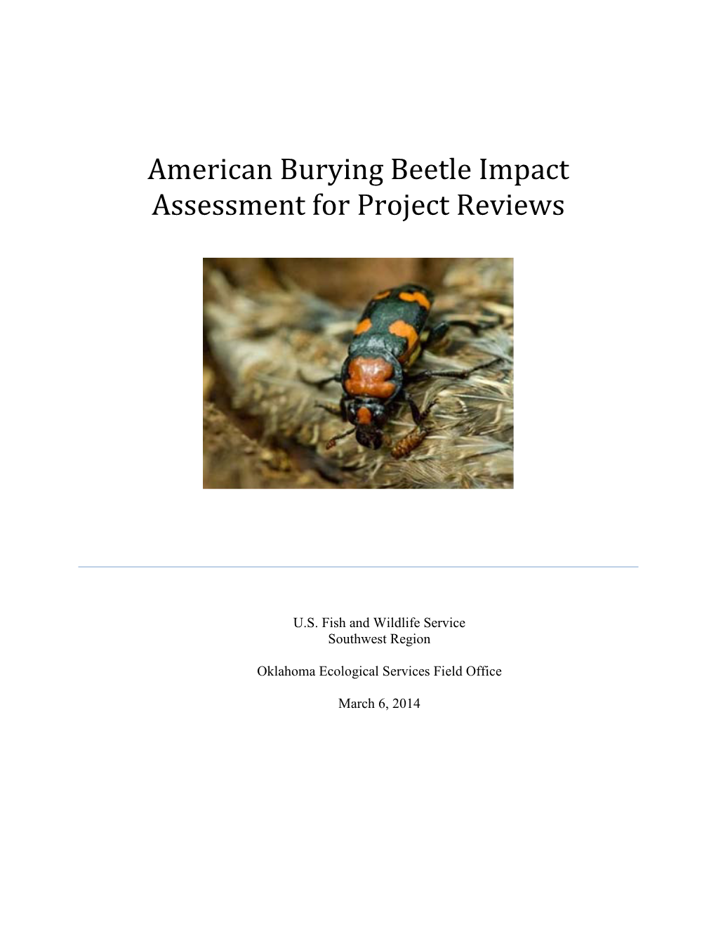 American Burying Beetle Impact Assessment for Project Reviews