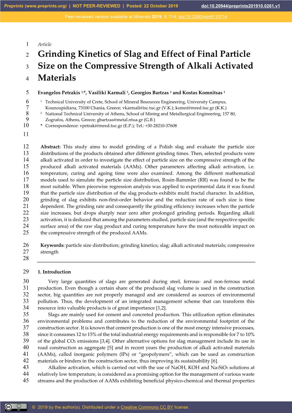 Grinding Kinetics of Slag and Effect of Final Particle Size