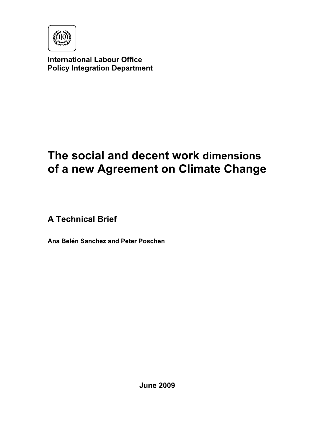 The Social and Decent Work Dimensions of a New Agreement on Climate Change