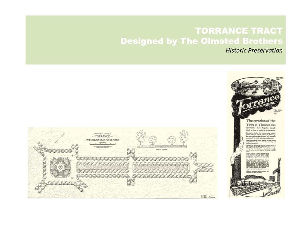 TORRANCE TRACT Designed by the Olmsted Brothers Historic Preservation