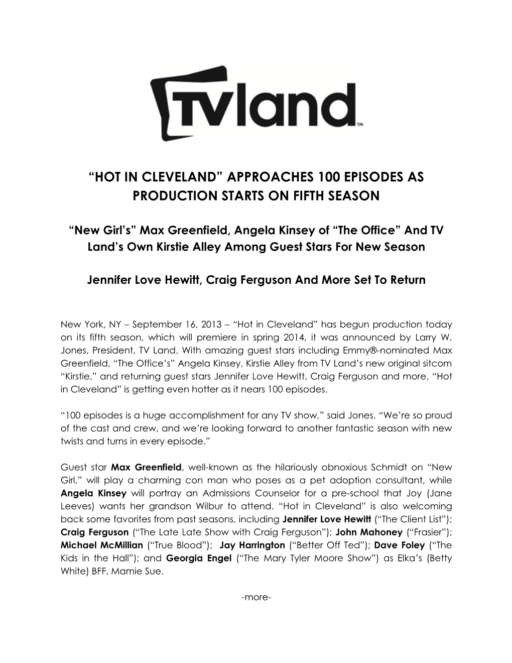 “Hot in Cleveland” Approaches 100 Episodes As Production Starts on Fifth Season