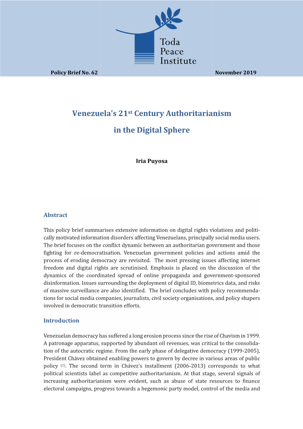 T-PB 62 Iria Puyosa Venezuela's 21St Century Authoritarianism