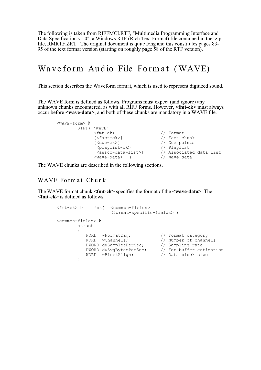 Waveform Audio File Format (WAVE)