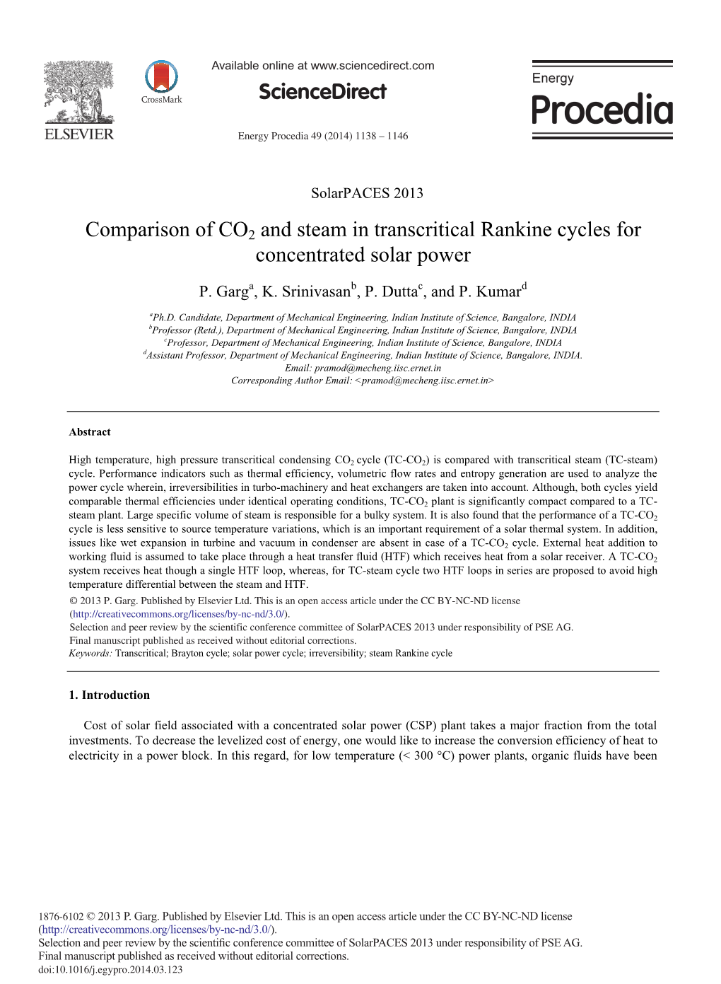 Comparison of CO2 and Steam in Transcritical Rankine Cycles for Concentrated Solar Power