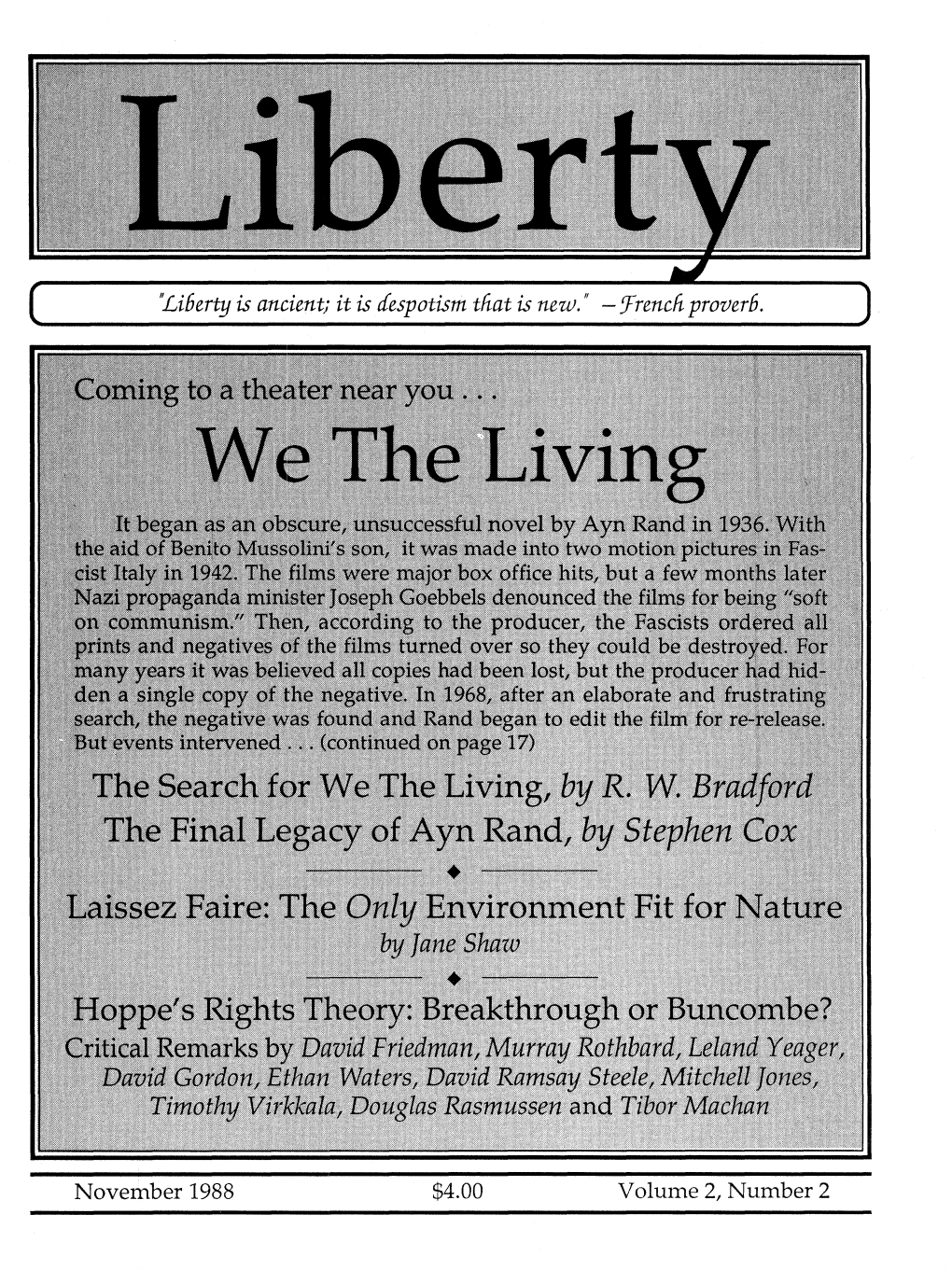 Liberty Magazine November 1988