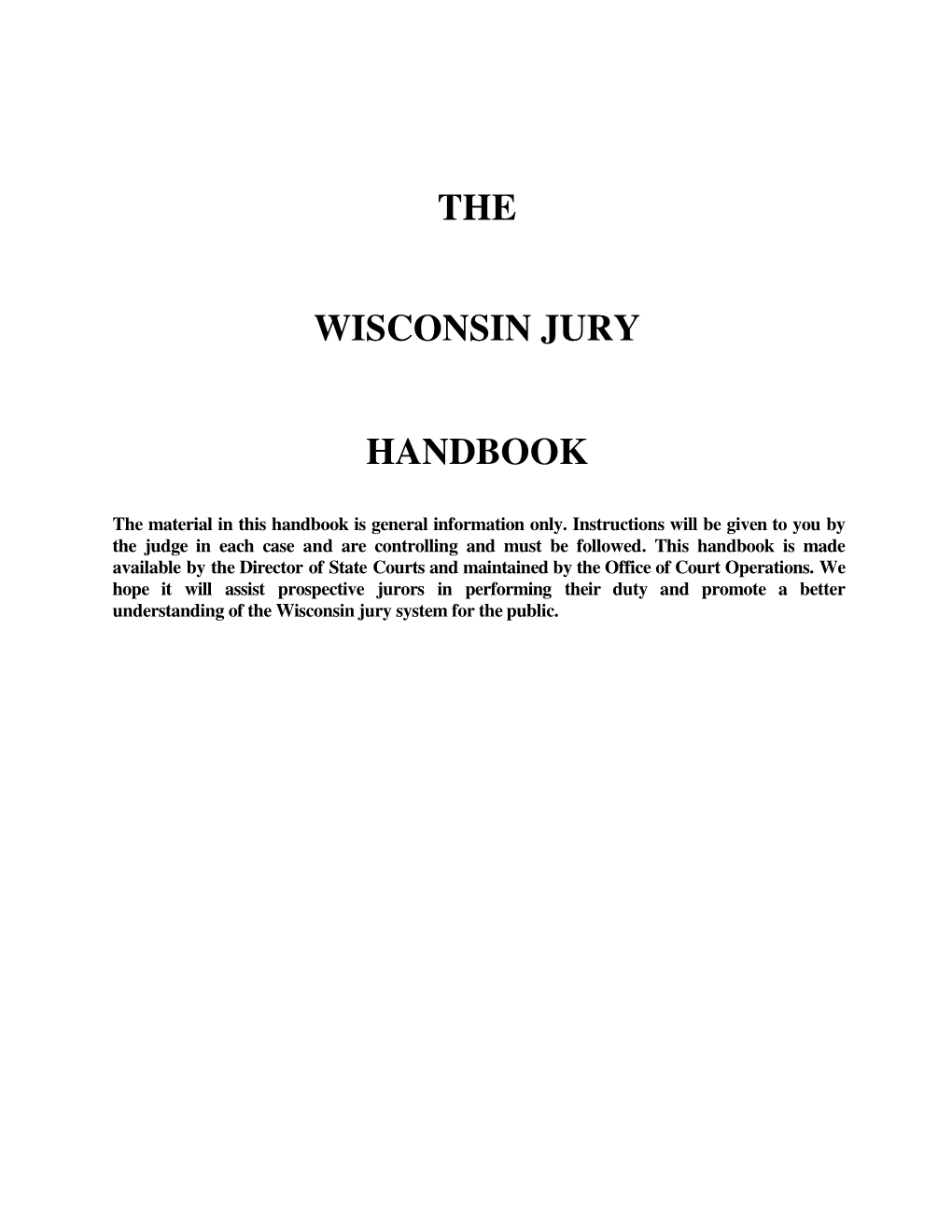 The Wisconsin Jury Handbook