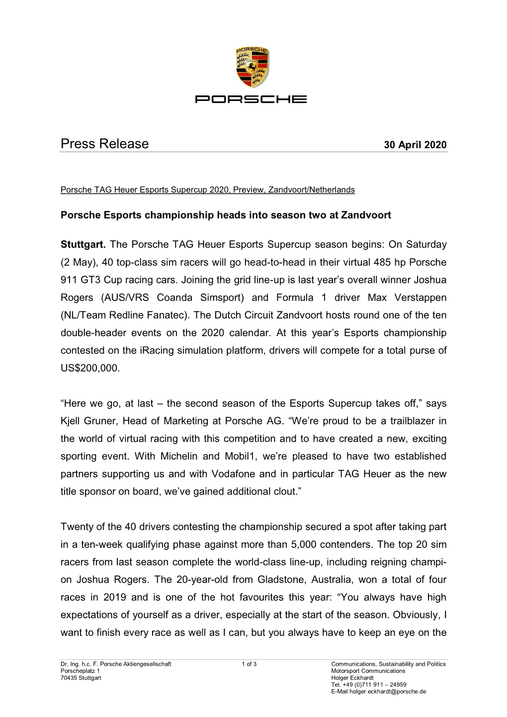 Press Release 30 April 2020