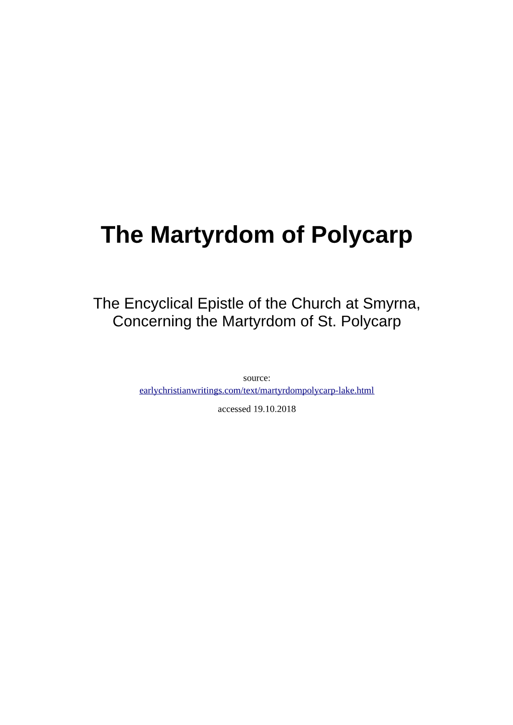 The Martyrdom of Polycarp