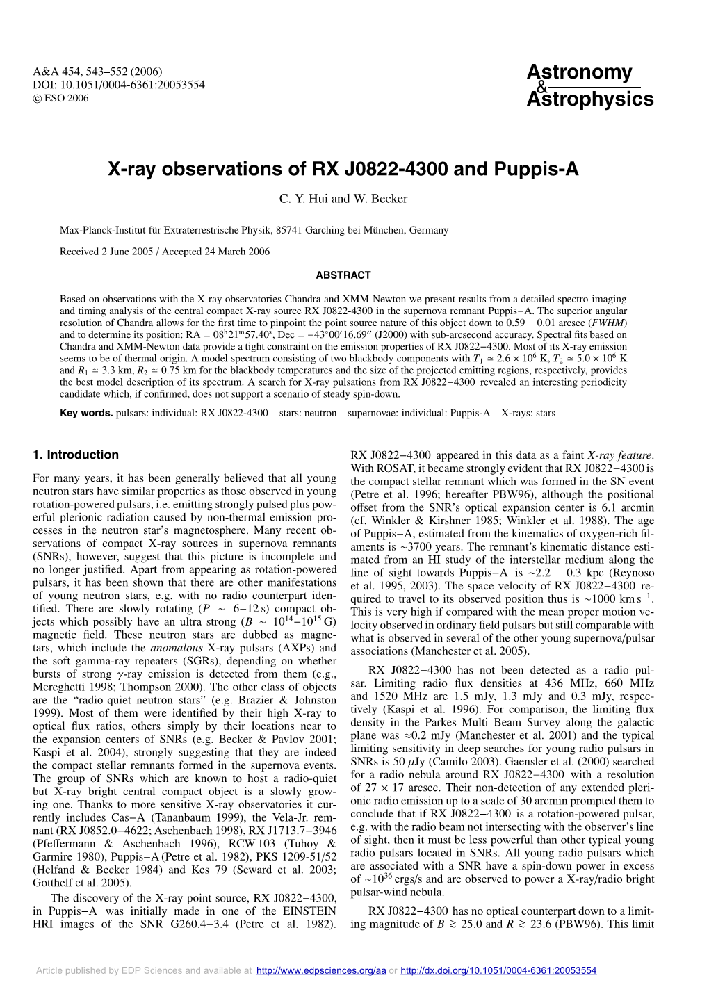 X-Ray Observations of RX J0822-4300 and Puppis-A