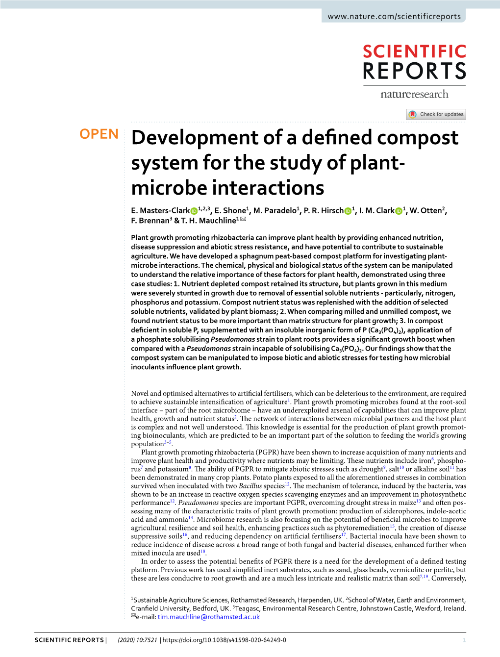 Development of a Defined Compost System for the Study of Plant