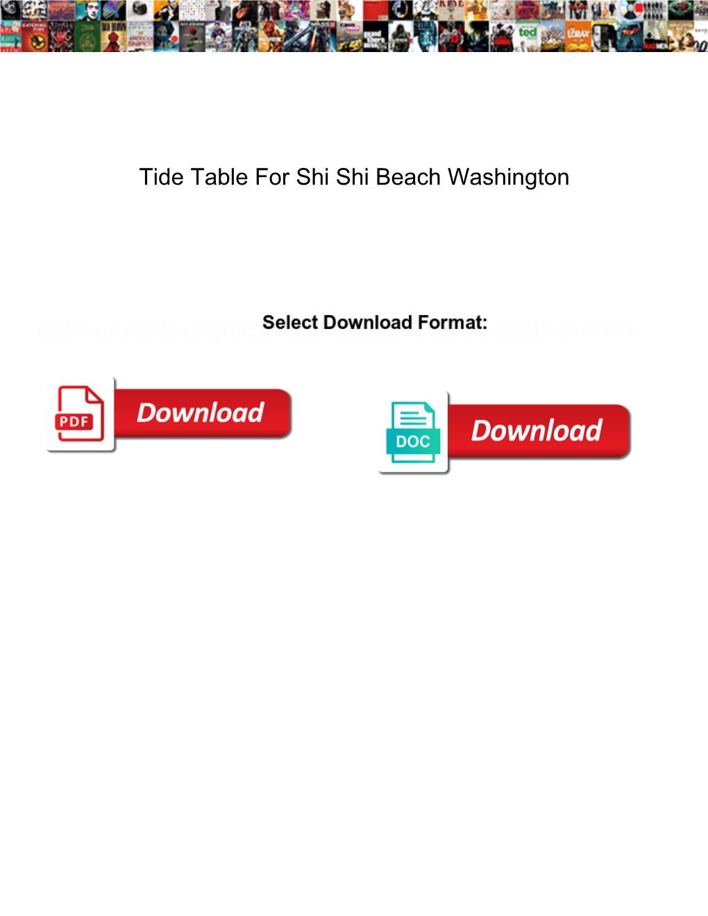 Tide Table for Shi Shi Beach Washington