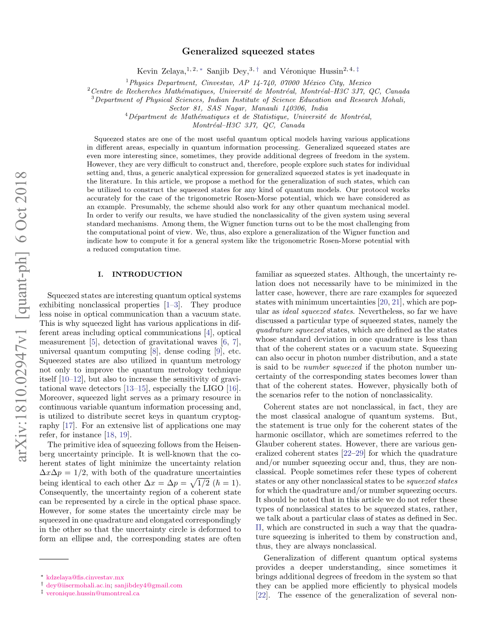 Arxiv:1810.02947V1 [Quant-Ph] 6 Oct 2018