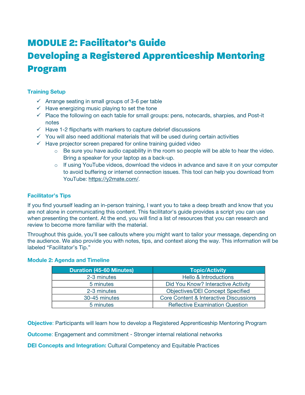 Facilitator's Guide Developing a Registered Apprenticeship