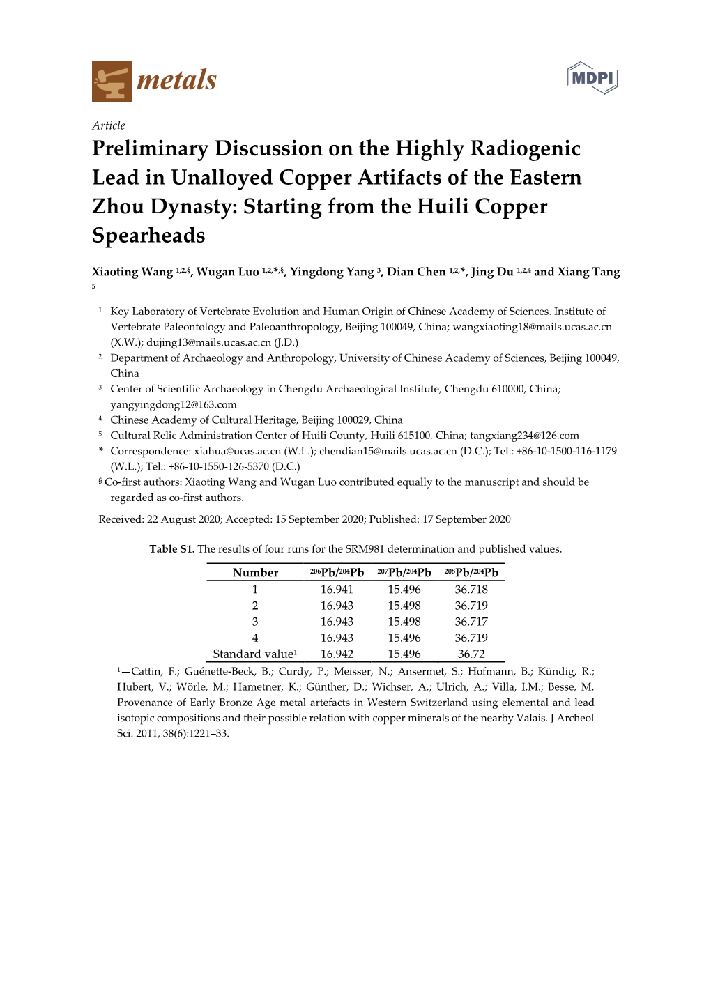 Preliminary Discussion on the Highly Radiogenic Lead in Unalloyed Copper Artifacts of the Eastern Zhou Dynasty: Starting from the Huili Copper Spearheads