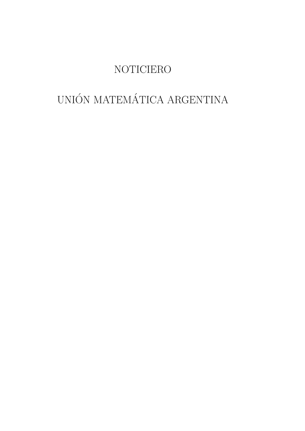 Noticiero Uni´On Matem´Atica Argentina