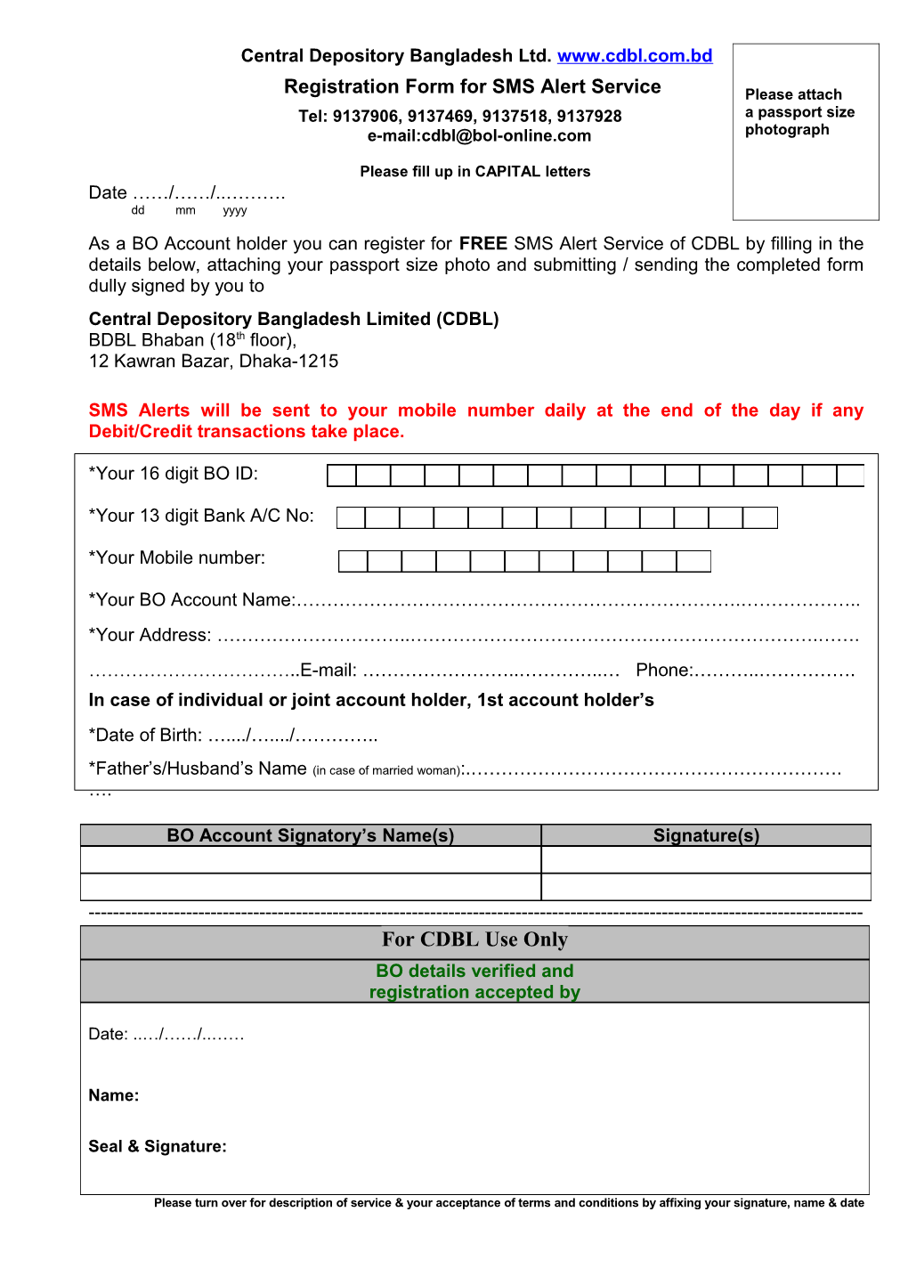 CDBL Web Registration Form