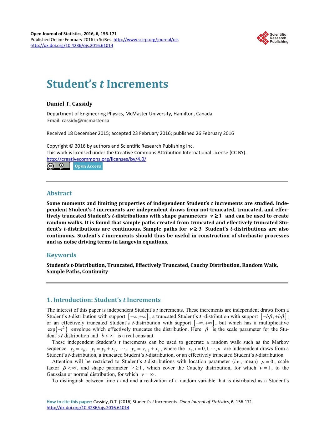 Student's T Increments