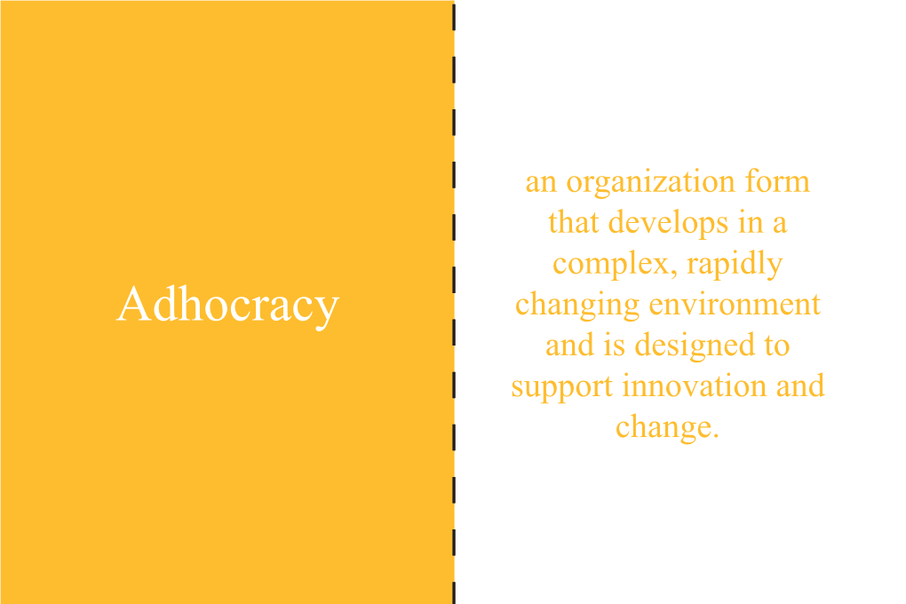 Adhocracy Changing Environment and Is Designed to Support Innovation and Change