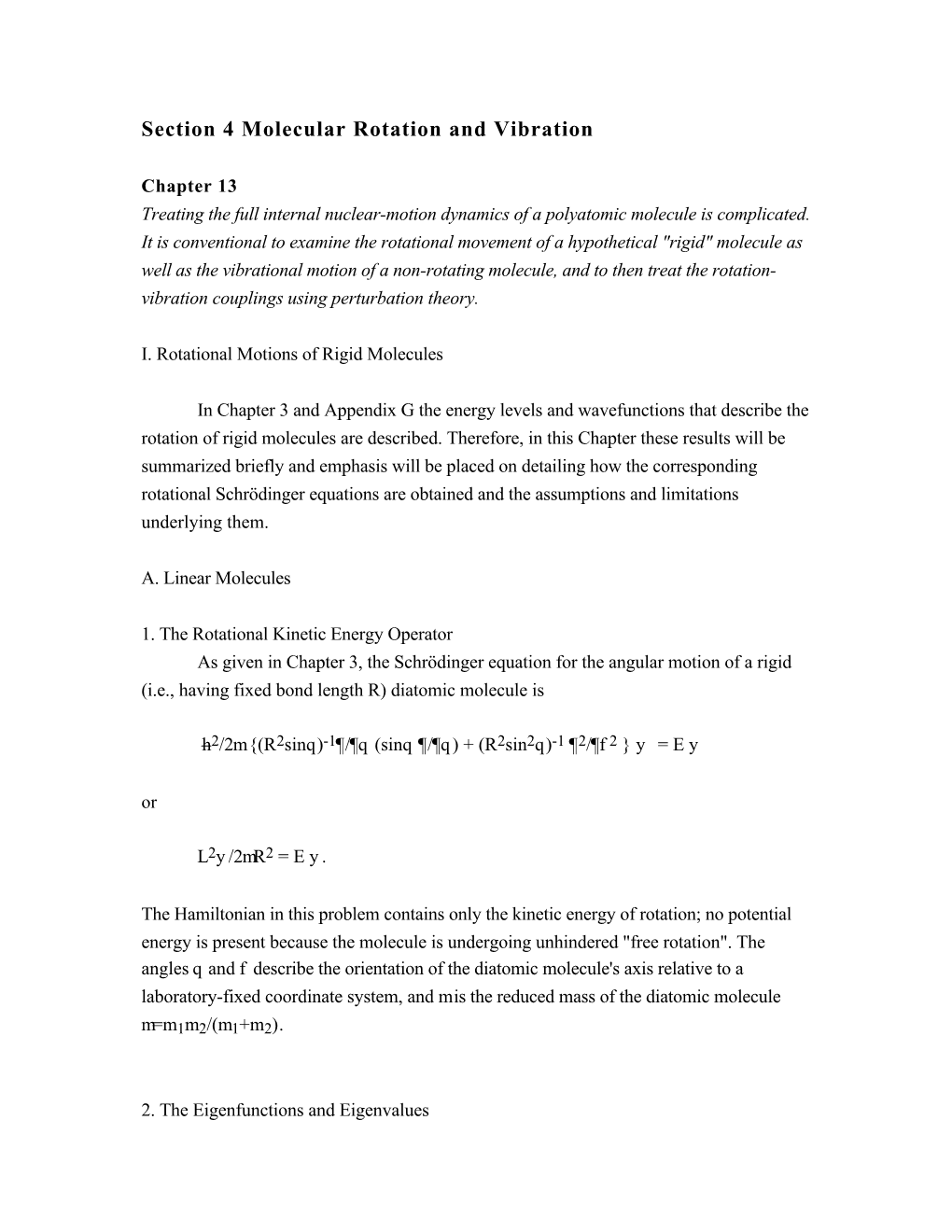 Section 4 Molecular Rotation and Vibration