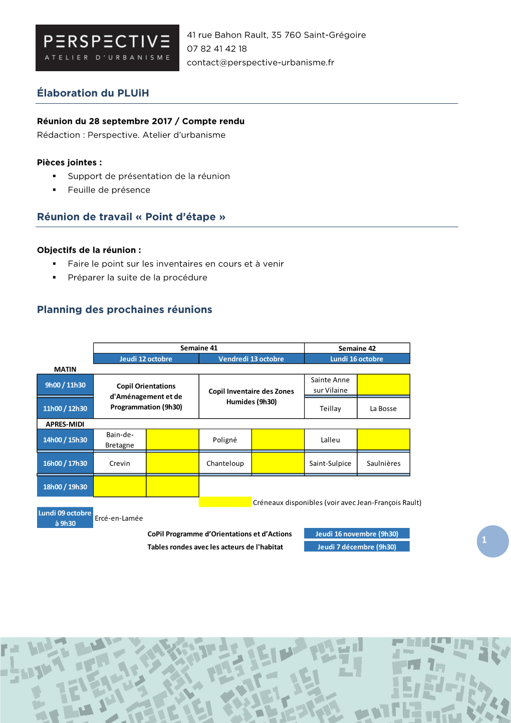 1 Élaboration Du Pluih Réunion De Travail