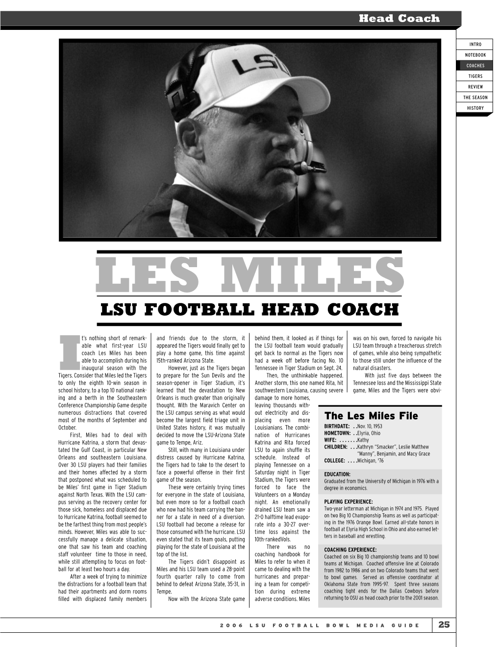 Les Miles Lsu Football Head Coach