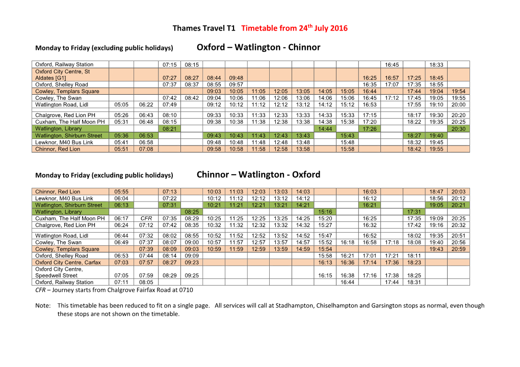 Oxford – Watlington - Chinnor