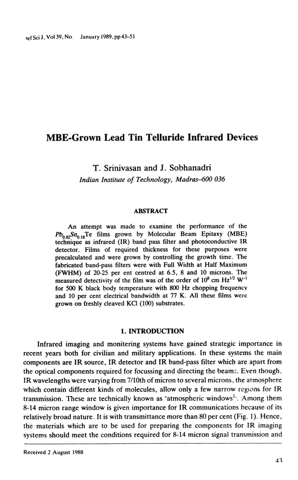 MBE-Grown Lead Tin Telluride Infrared Devices