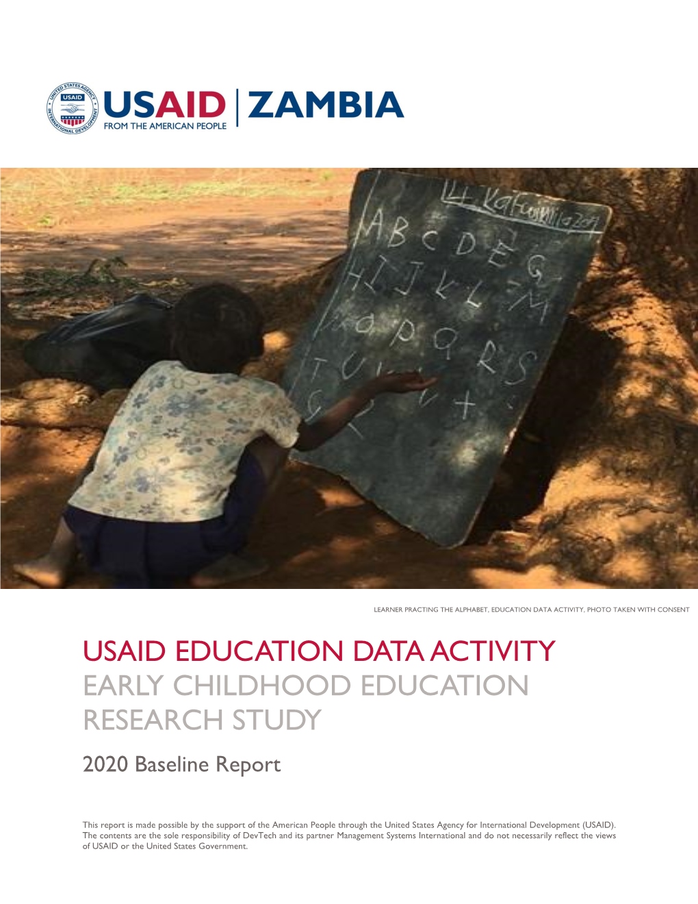 USAID EDUCATION DATA ACTIVITY EARLY CHILDHOOD EDUCATION RESEARCH STUDY 2020 Baseline Report