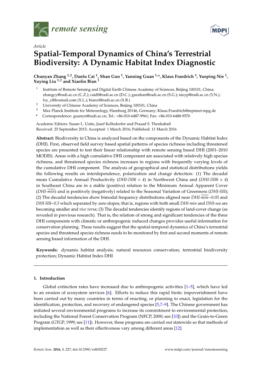 A Dynamic Habitat Index Diagnostic