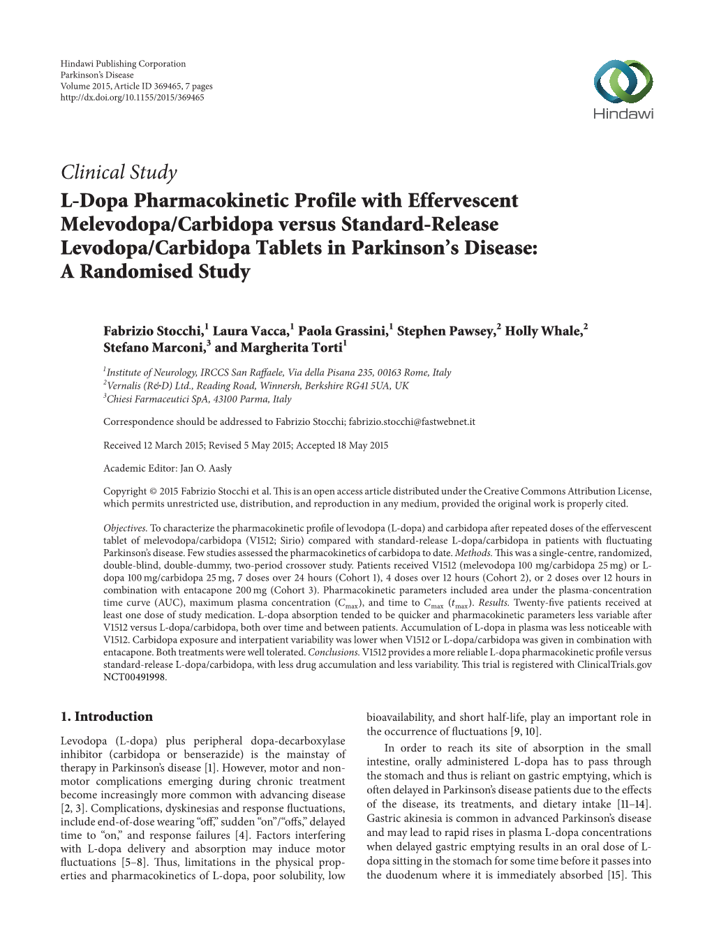 L-Dopa Pharmacokinetic Profile with Effervescent Melevodopa/Carbidopa Versus Standard-Release Levodopa/Carbidopa Tablets in Parkinson’S Disease: a Randomised Study