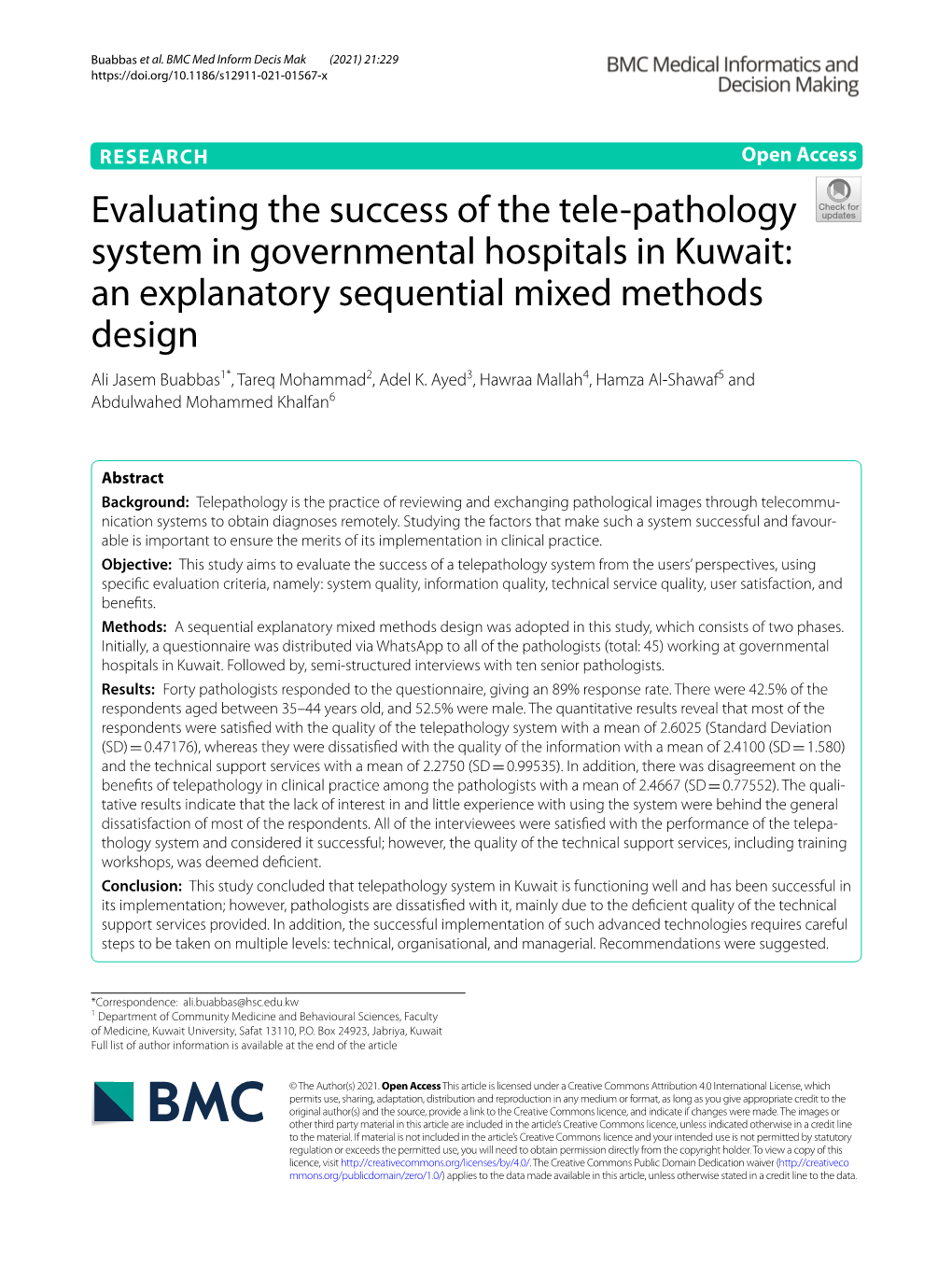 Evaluating the Success of the Tele-Pathology System In