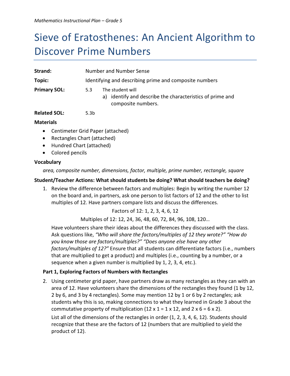 Sieve of Eratosthenes: an Ancient Algorithm to Discover Prime Numbers