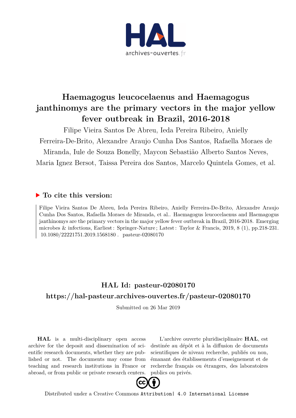 Haemagogus Leucocelaenus and H