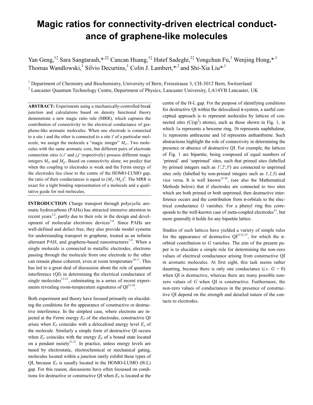 Magic Ratios for Connectivity-Driven Electrical Conductance of Graphene-Like Molecules