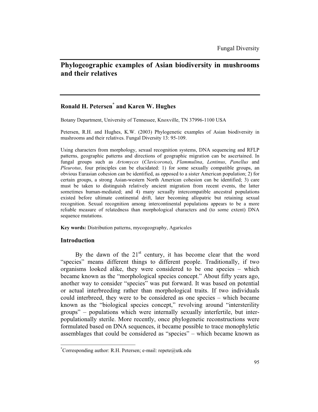 Phylogeographic Examples of Asian Biodiversity in Mushrooms and Their Relatives