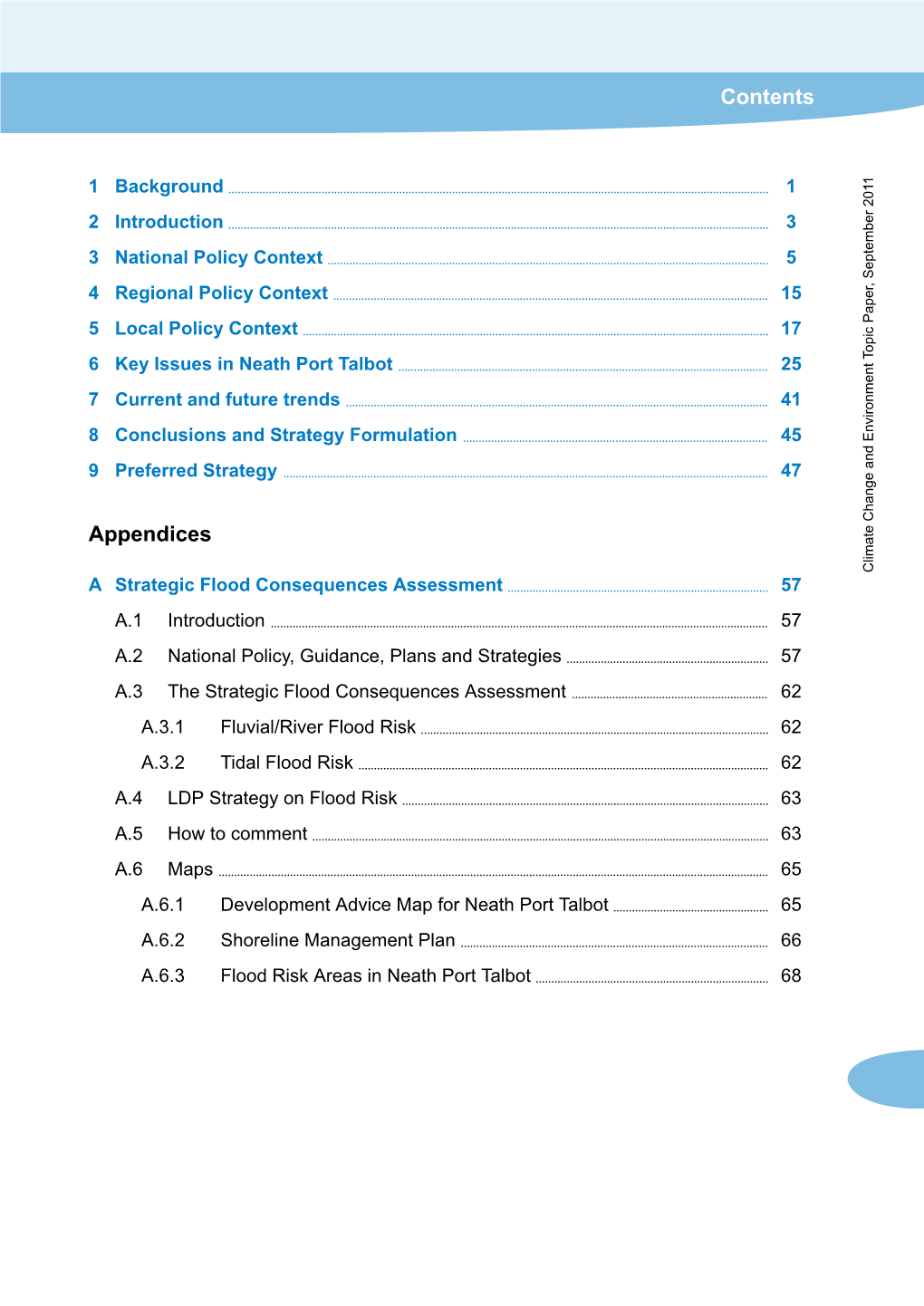 Climate Change and Environment Topic Paper, September 2011