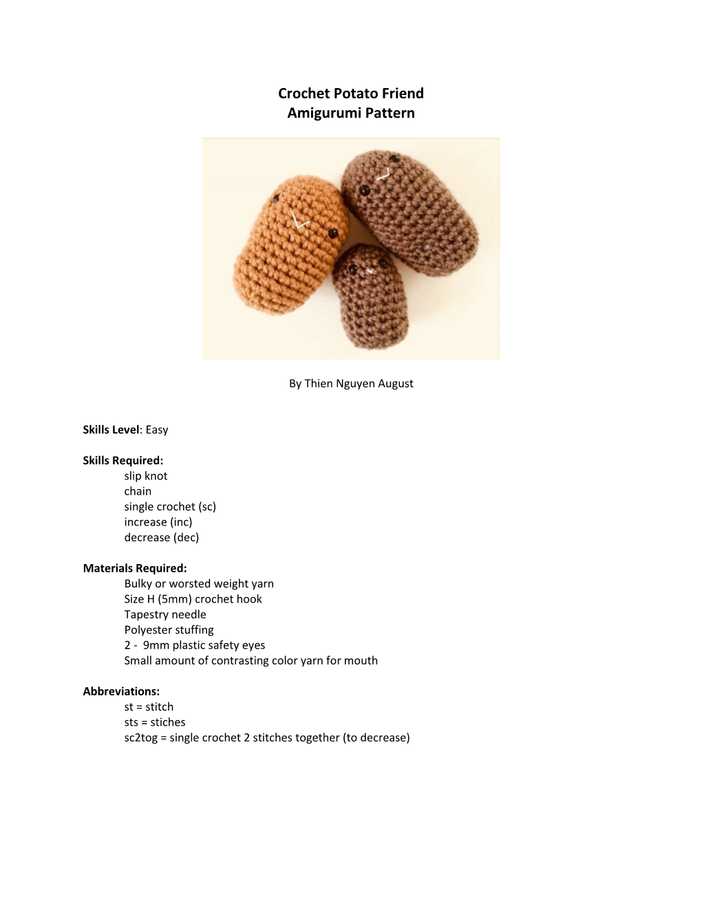 Crochet Potato Friend Amigurumi Pattern