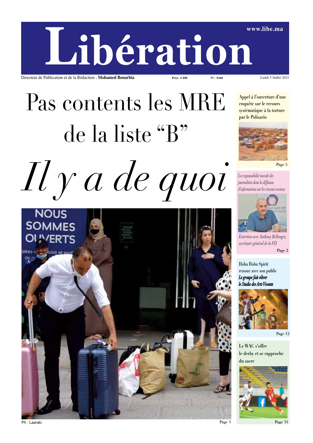 Pas Contents Les MRE De La Liste “B” Il Y a De Quoi Es 11 Hôtels Casablancais Censés Abriter Les Voya- Lgeurs Arrivant Des Pays De La Liste B Affichent Déjà Complets