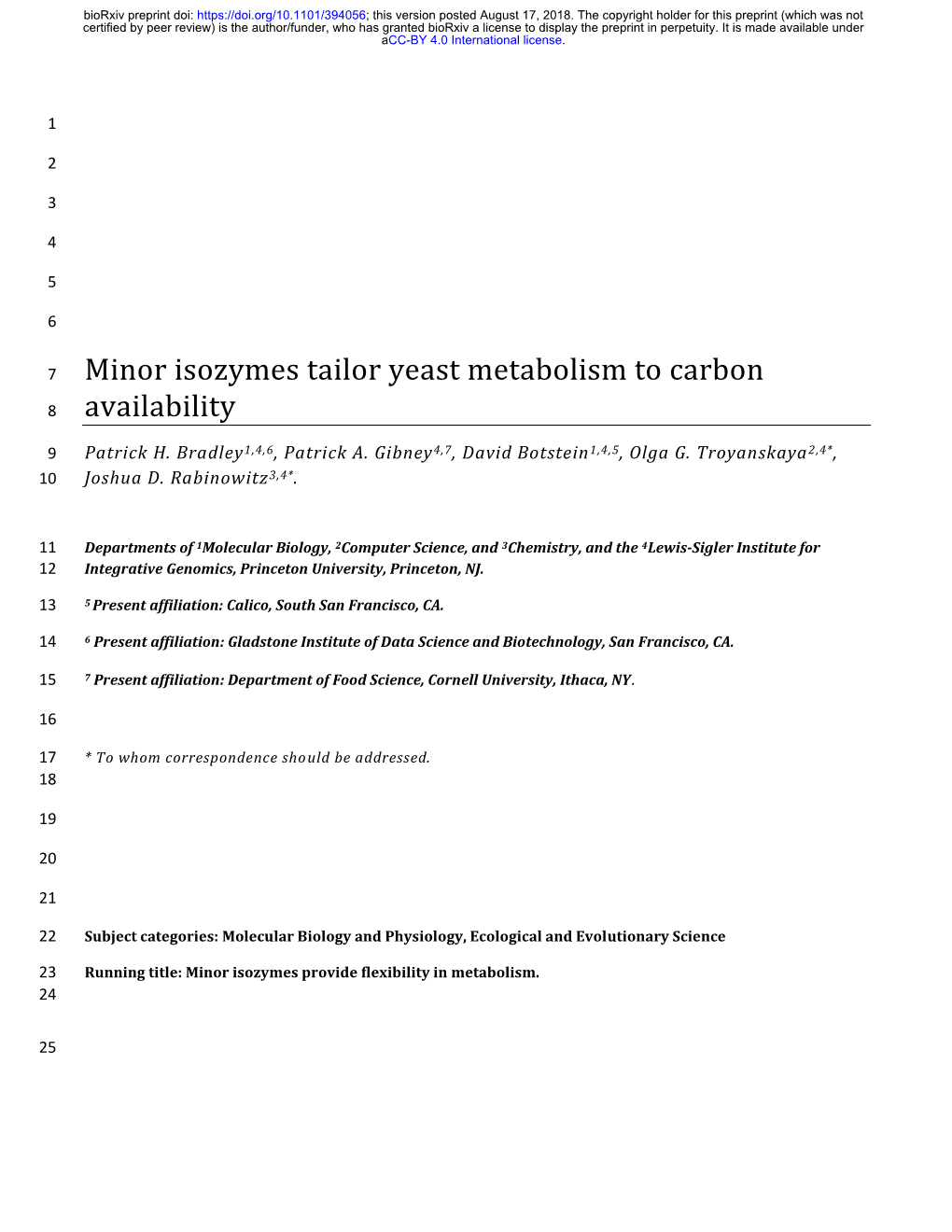 Minor Isozymes Tailor Yeast Metabolism to Carbon Availability