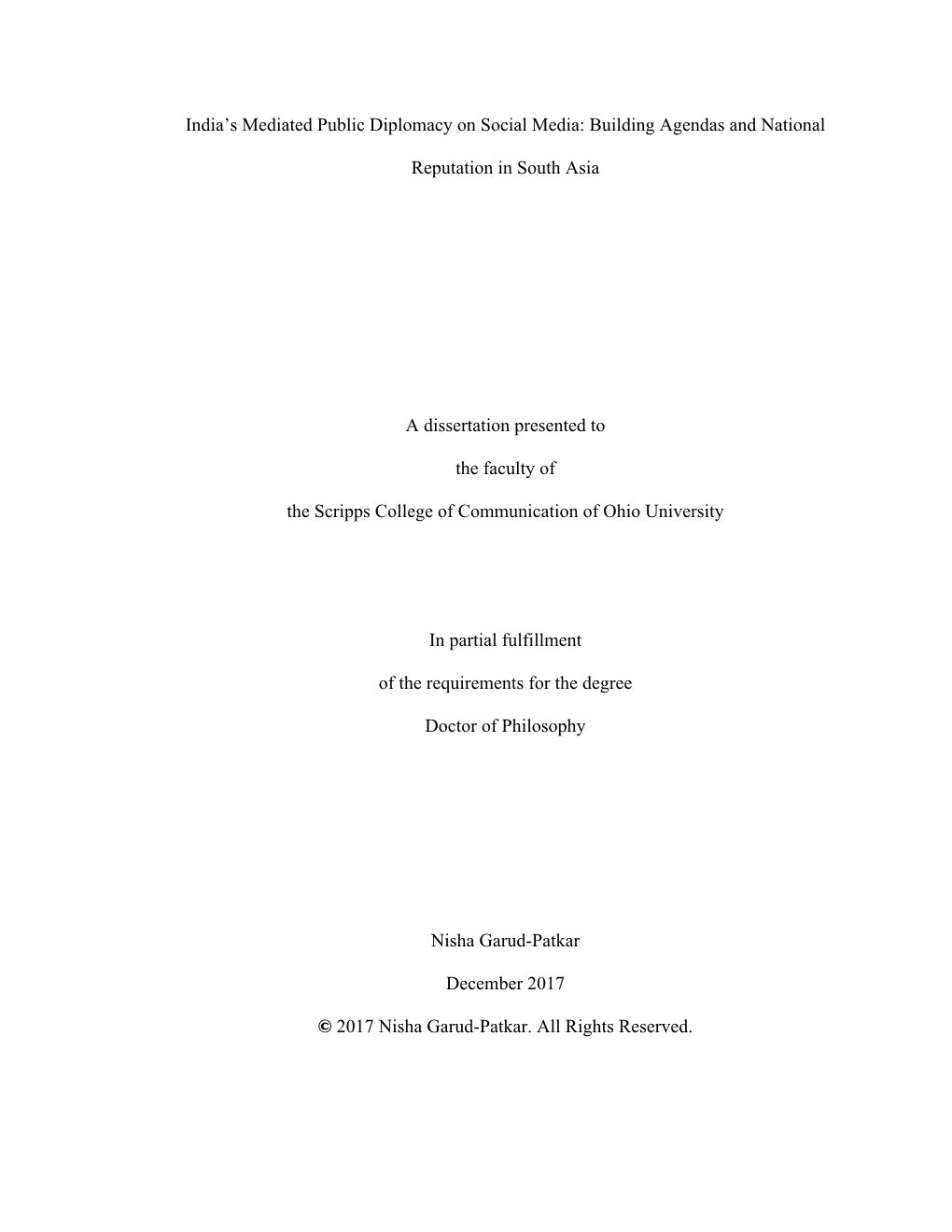 India's Mediated Public Diplomacy on Social Media: Building Agendas and Reputation in South Asia”