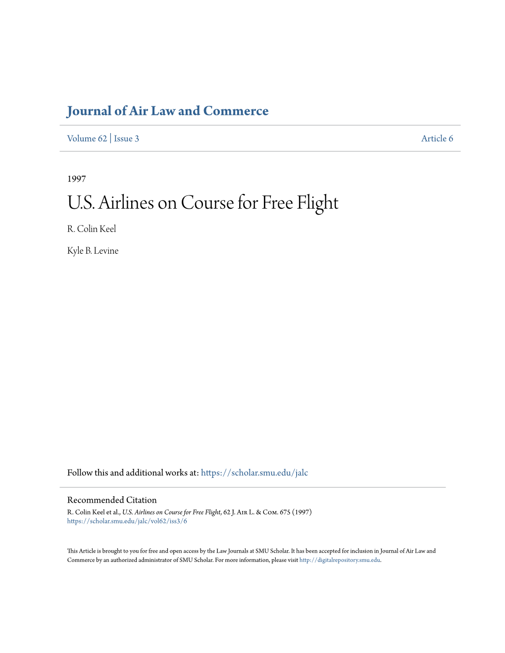 US Airlines on Course for Free Flight