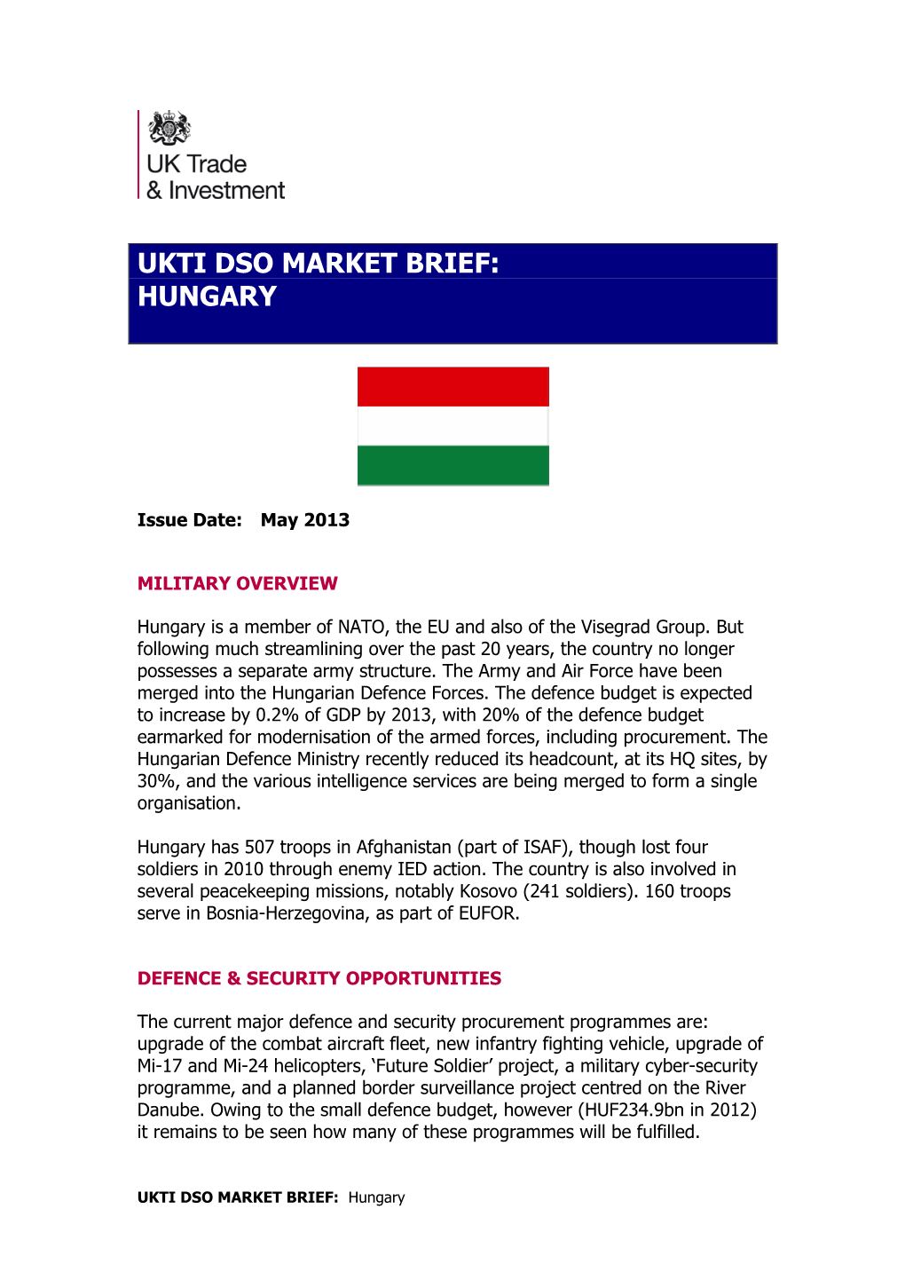 Ukti Dso Market Brief: Hungary