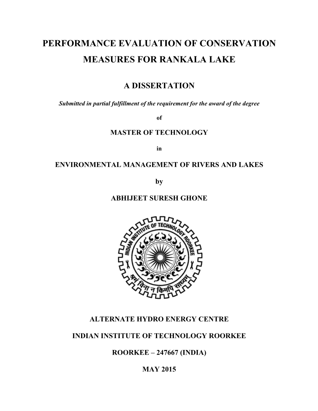 Performance Evaluation of Conservation Measures for Rankala Lake