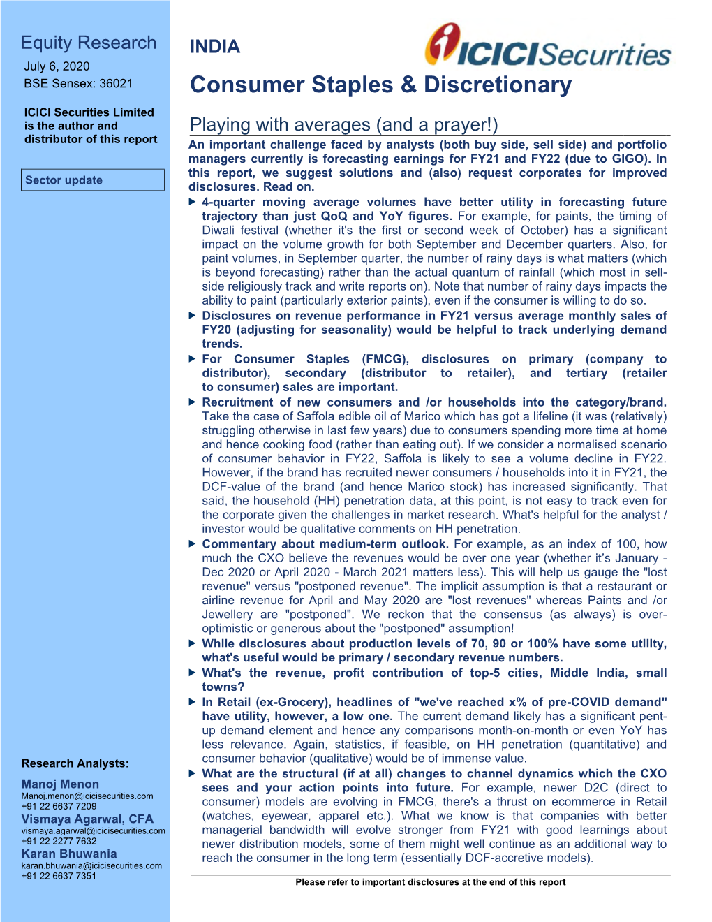 Consumer Staples & Discretionary