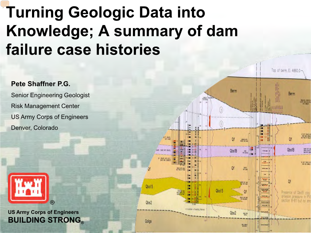 Why Geologic Data for Teton Dam, Malpasset Dam, St. Francis